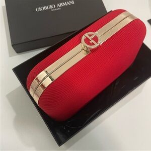 Giorgio Armani Red Clutch with Gold Logo